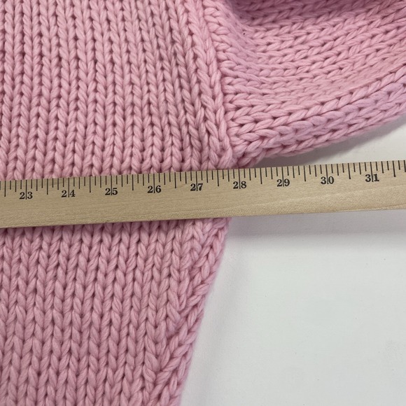NWT PEPPERMAYO Women's Oversized Sweater M/L Pink Cable Bishop Sleeve - Picture 12 of 13